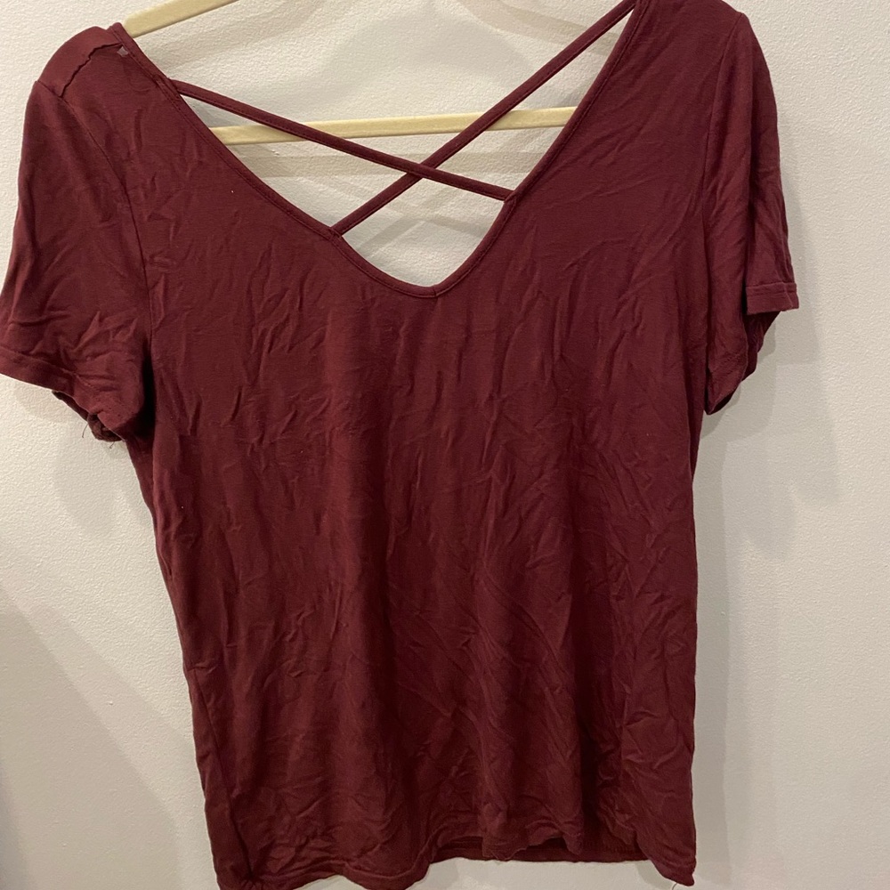 Basic dark red maroon going out tee date night shirt